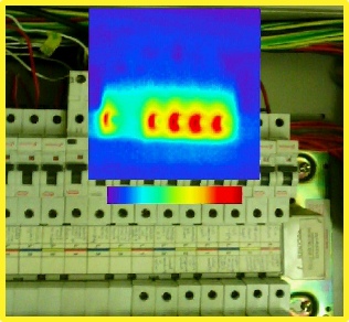Thermographic Image Proving Areas Of Overload On A Consumer Unit.